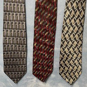 Bundle of 3 100% Silk Used Neckties. Made in the USA.